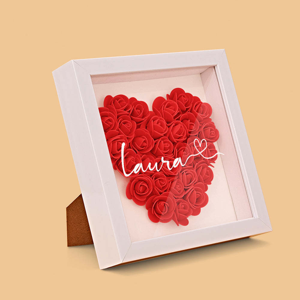 Cuadro De Sombra De Flores Personalizado Nombre Personalizado Marco De Caja De Sombras De Flores Regalo - soufeeles