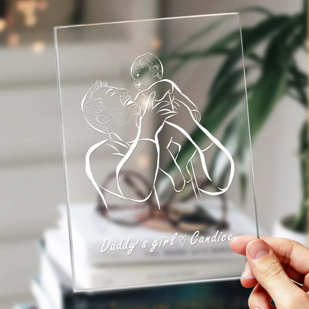 Regalo Del Día Del Padre De La Luz De La Noche De Tu Nombre Personalizado De La Niña De Papá - soufeeles