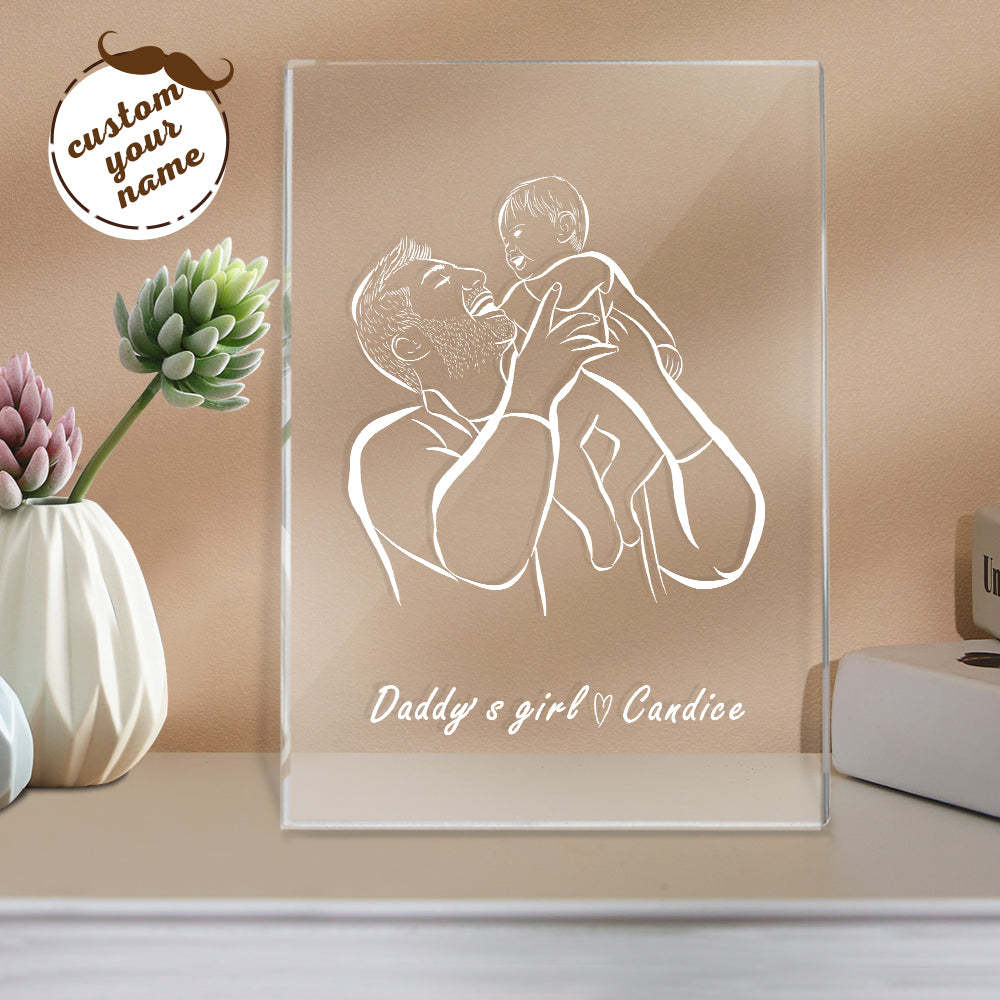 Regalo Del Día Del Padre De La Luz De La Noche De Tu Nombre Personalizado De La Niña De Papá - soufeeles