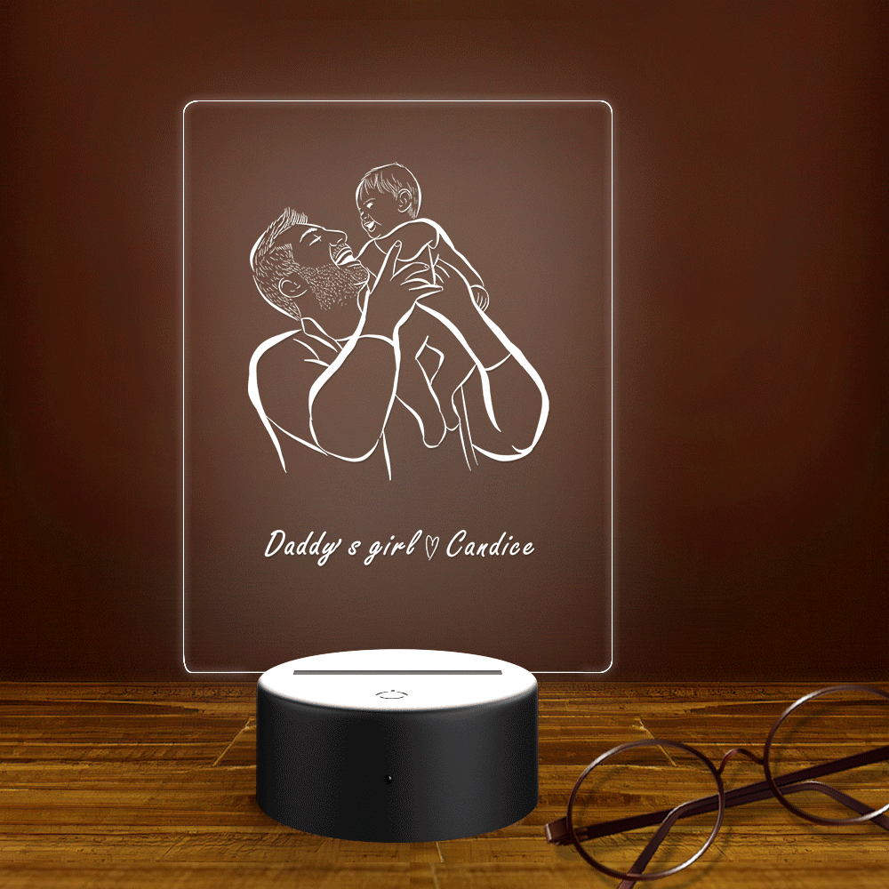 Regalo Del Día Del Padre De La Luz De La Noche De Tu Nombre Personalizado De La Niña De Papá - soufeeles