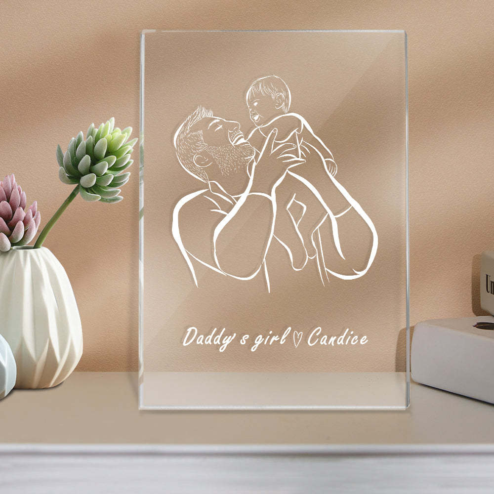 Regalo Del Día Del Padre De La Luz De La Noche De Tu Nombre Personalizado De La Niña De Papá - soufeeles