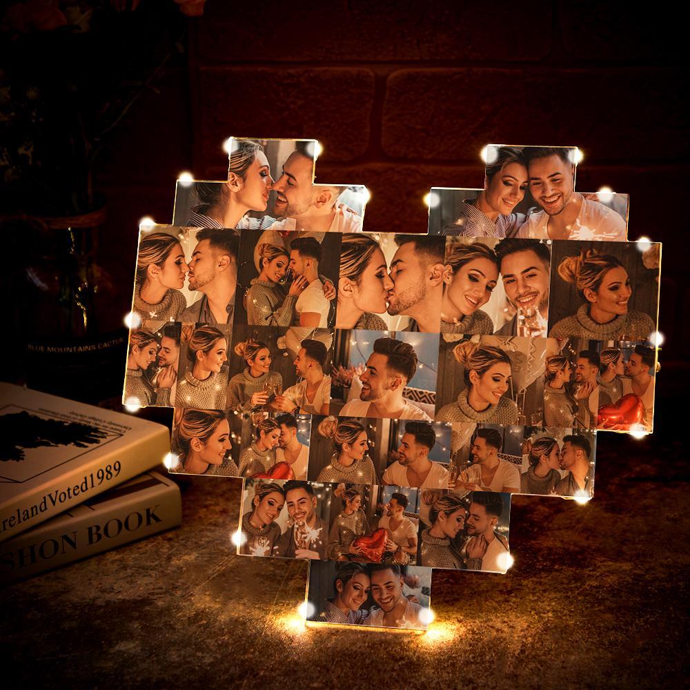 Lámpara De Foto De Corazón Personalizada Arte De La Pared Decoración Álbum Personalizado Regalo Para El Día De San Valentín