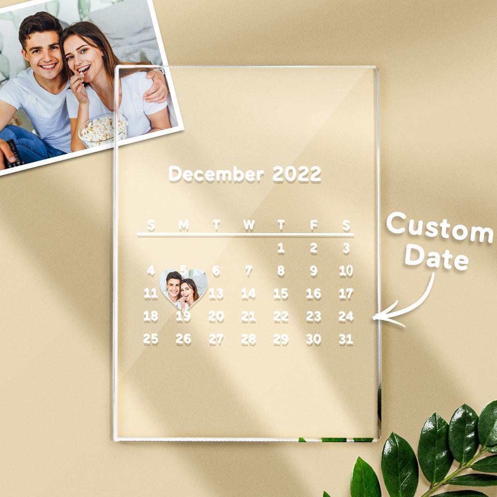 Calendario De Fotos Personalizado Placa De Acrílico Para Aniversario - soufeeles