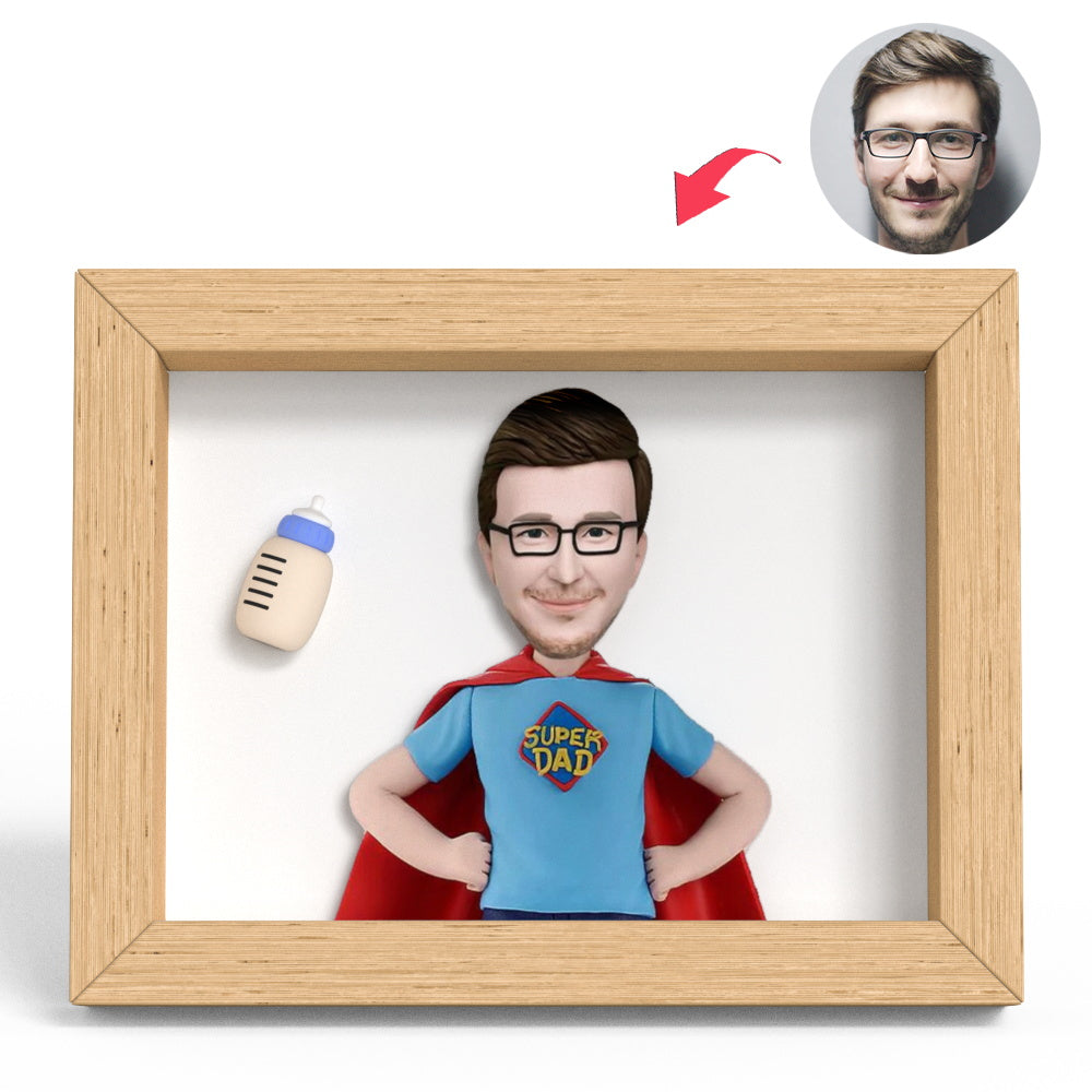 Regalo Del Día Del Padre Super Dad Clay Figure Frame Regalos - soufeeles