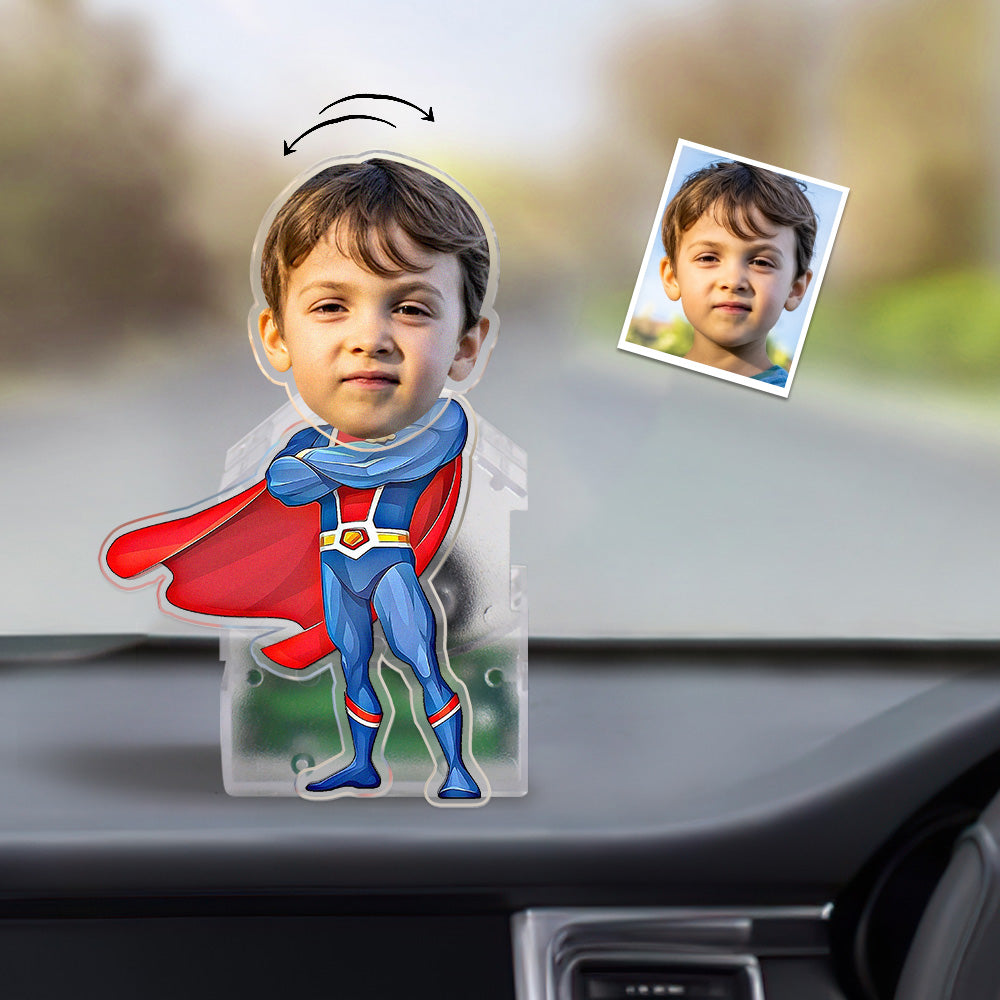 Adorno De Cabeza Sacudida De Superhéroe Con Cara Personalizada, Decoración Personalizada Para Salpicadero De Coche, Adorno De Escritorio Para El Hogar - soufeeles