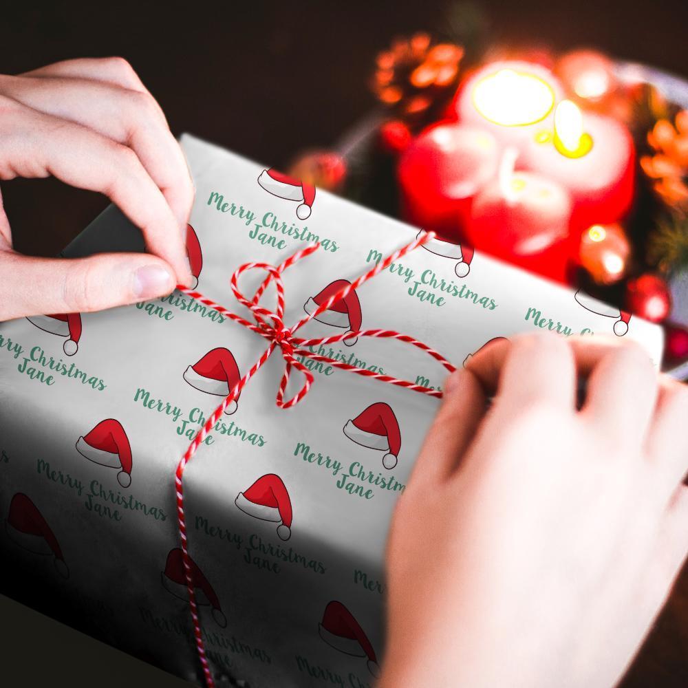 Papel De Envolver Con Texto Personalizado Papel De Regalo De Navidad