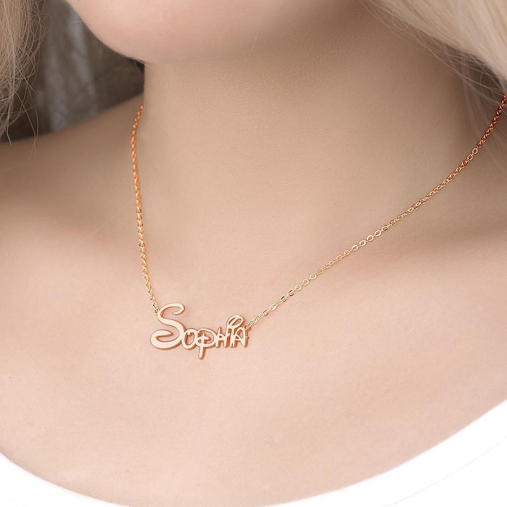 Collar con Nombre, Personalizado Collar con Nombre Chapado en Oro Rosa