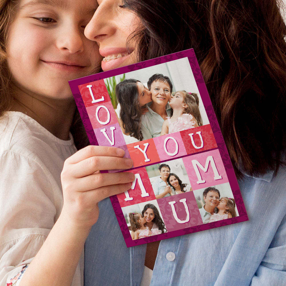 Foto Personalizada Tarjetas Del Día De La Madre Regalos Personalizados De La Tarjeta Love You Mum Para Mamá - soufeeles