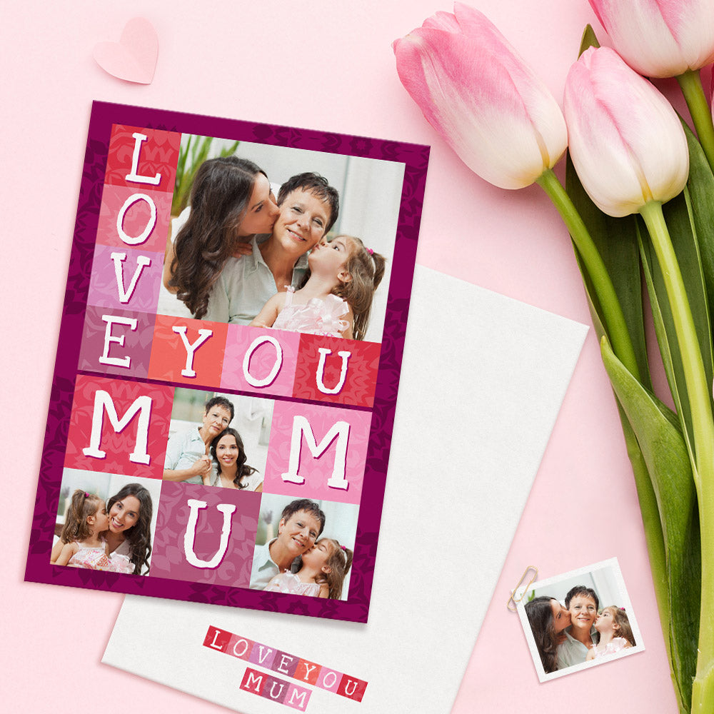 Foto Personalizada Tarjetas Del Día De La Madre Regalos Personalizados De La Tarjeta Love You Mum Para Mamá