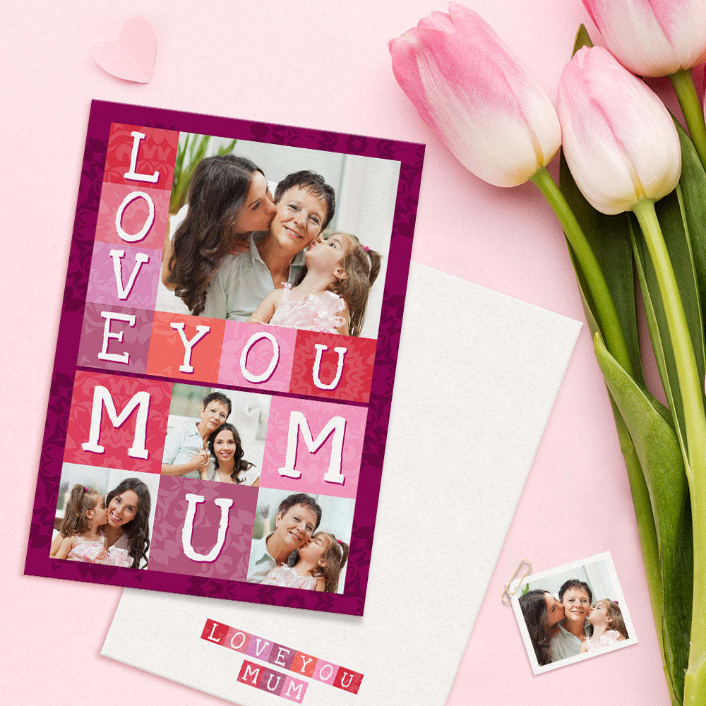 Foto Personalizada Tarjetas Del Día De La Madre Regalos Personalizados De La Tarjeta Love You Mum Para Mamá - soufeeles