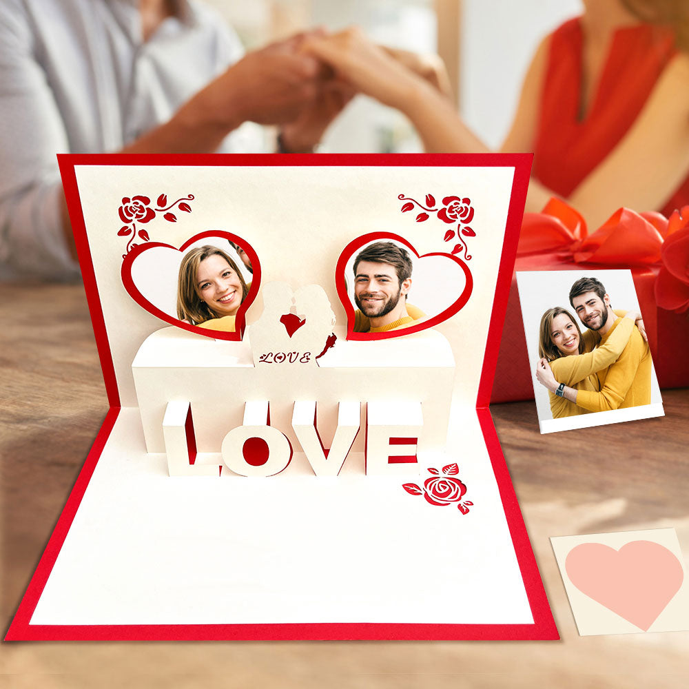 Tarjeta Emergente 3d Con Foto Personalizada Tarjeta De Felicitación Emergente Con Corazón Personalizado