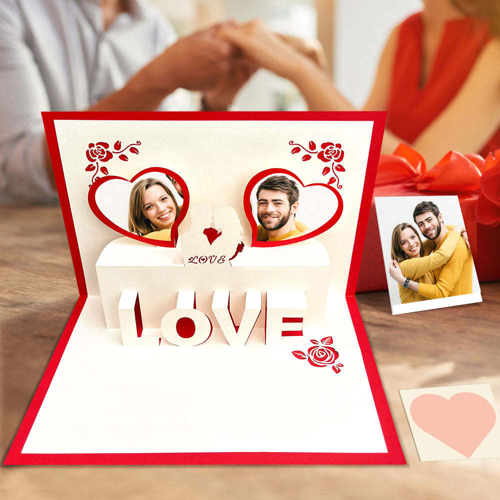 Tarjeta Emergente 3d Con Foto Personalizada Tarjeta De Felicitación Emergente Con Corazón Personalizado - soufeeles