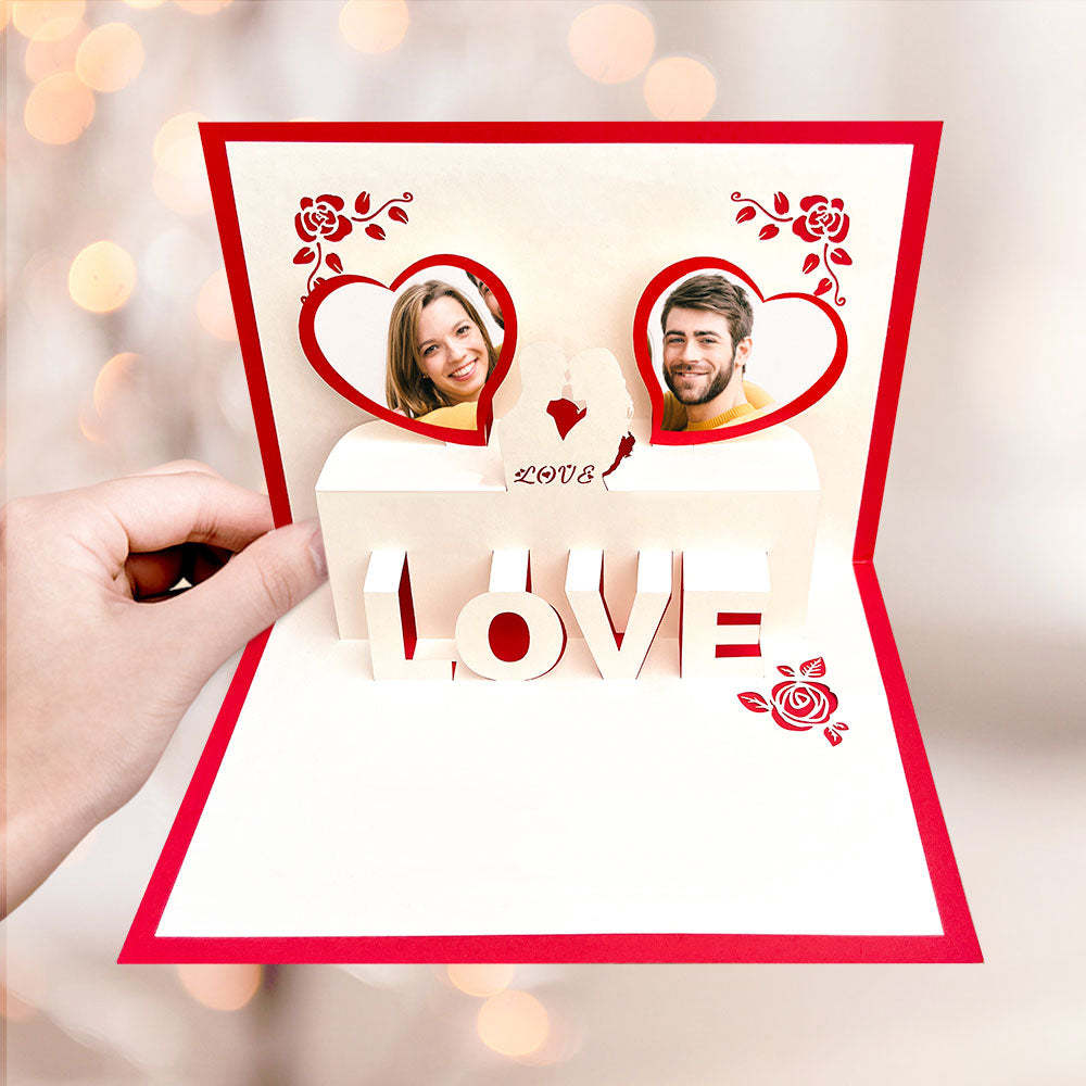 Tarjeta Emergente 3d Con Foto Personalizada Tarjeta De Felicitación Emergente Con Corazón Personalizado - soufeeles