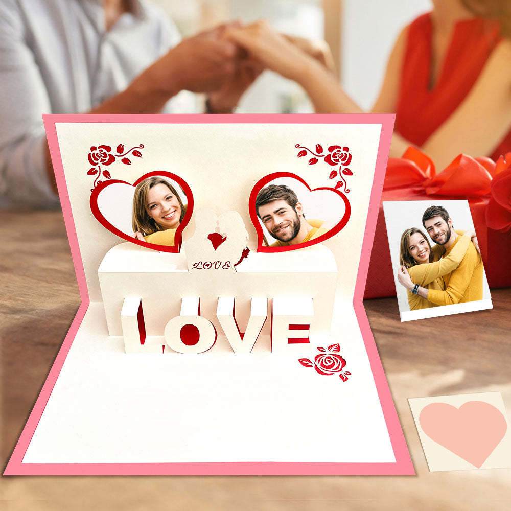 Tarjeta Emergente 3d Con Foto Personalizada Tarjeta De Felicitación Emergente Con Corazón Personalizado - soufeeles