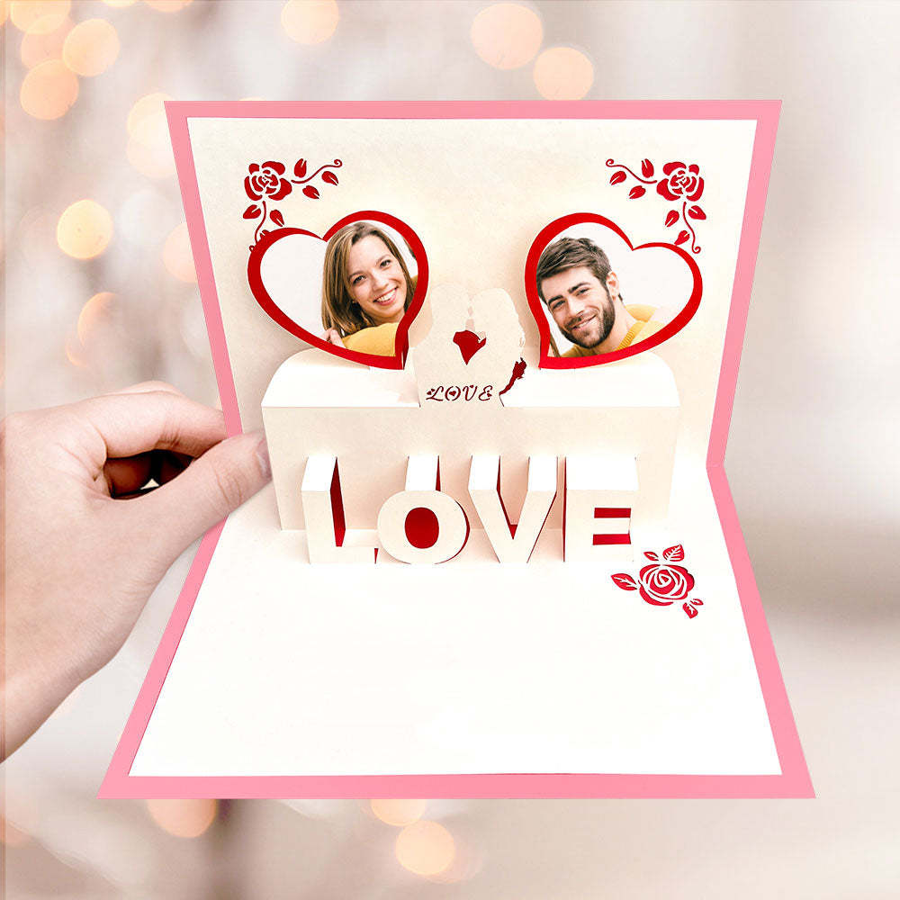 Tarjeta Emergente 3d Con Foto Personalizada Tarjeta De Felicitación Emergente Con Corazón Personalizado - soufeeles