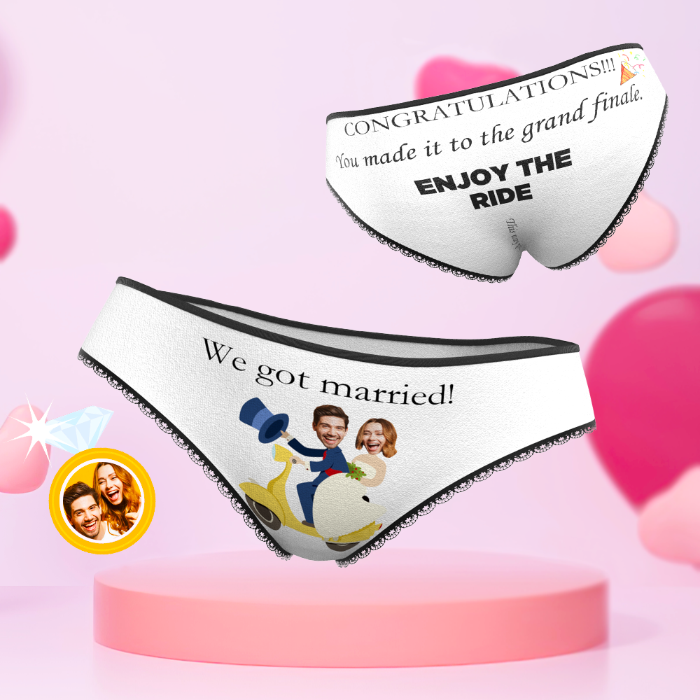 Ropa Interior De Cara Personalizada Bragas De Boda Divertidas Regalo De Luna De Miel Personalizado - soufeeles