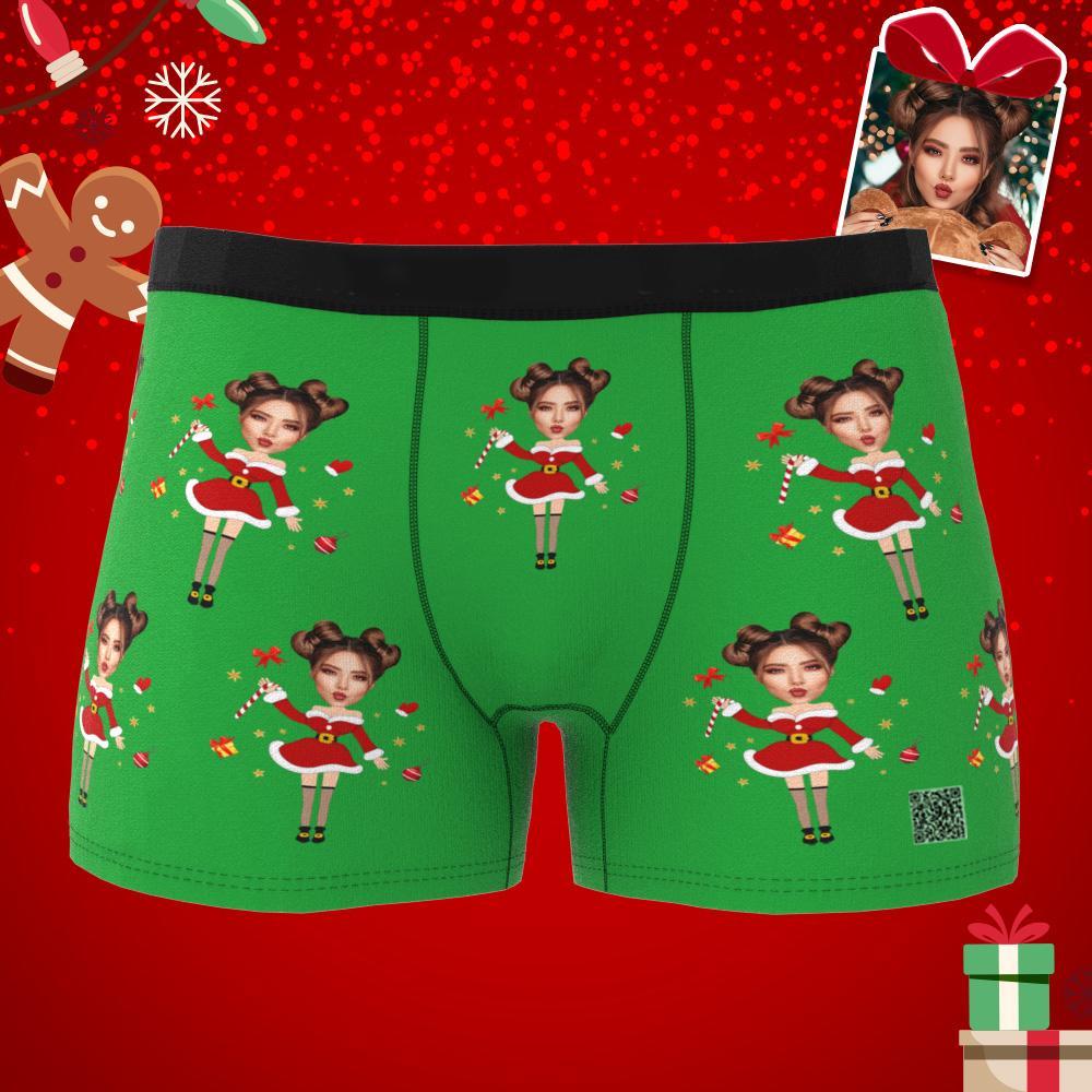 Foto Personalizada Boxer Pap�� Noel Cara Ropa Interior Pareja Regalos Regalo De Navidad Vista Ar - soufeeles