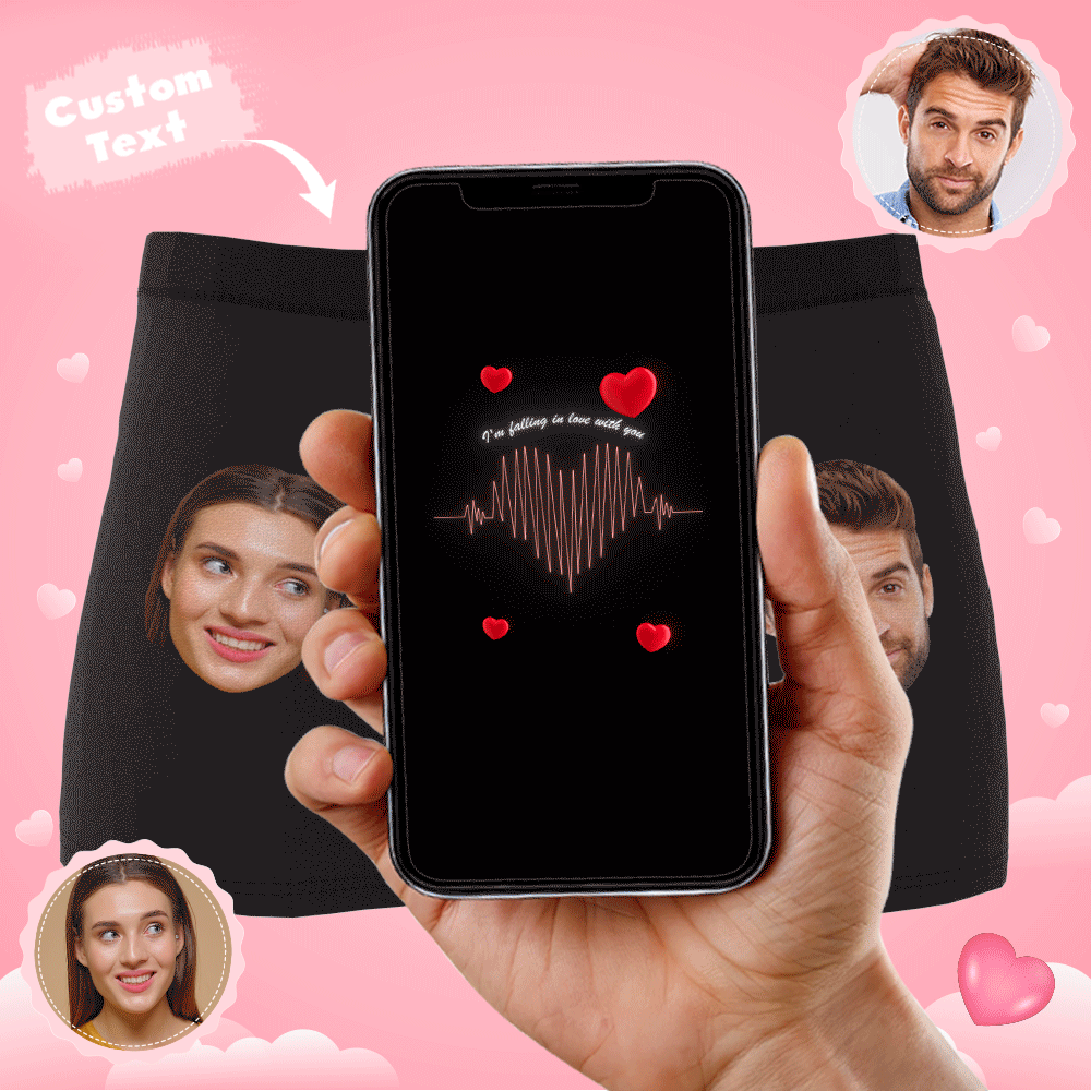 Calzoncillos Con Foto Personalizada, Ropa Interior Con Electrocardiograma, Ropa Interior Para Hombre, Regalo Para Novio, Vista Ar - soufeeles