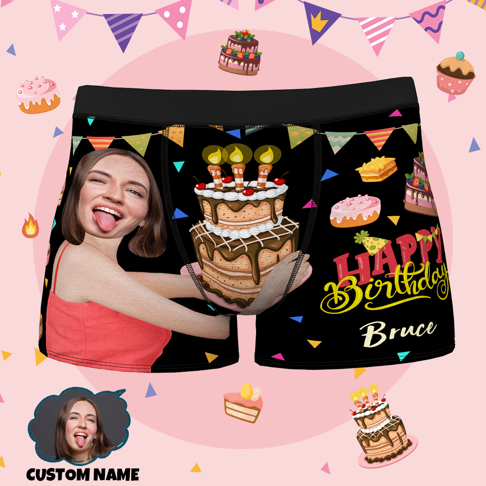 Calzoncillos Tipo Bóxer Con Estampado Completo de Happy Birthday Para Hombre, Regalo Perfecto Para tu Marido, Tu Novio
