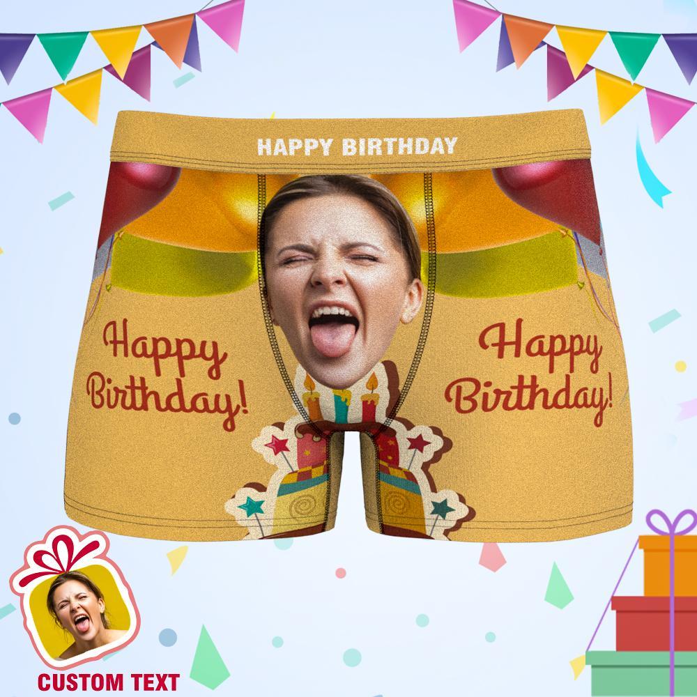 Regalo De Cumpleaños Del Boxeador De Los Hombres De La Cara Y Del Nombre De La Ropa Interior De La Foto Personalizada
