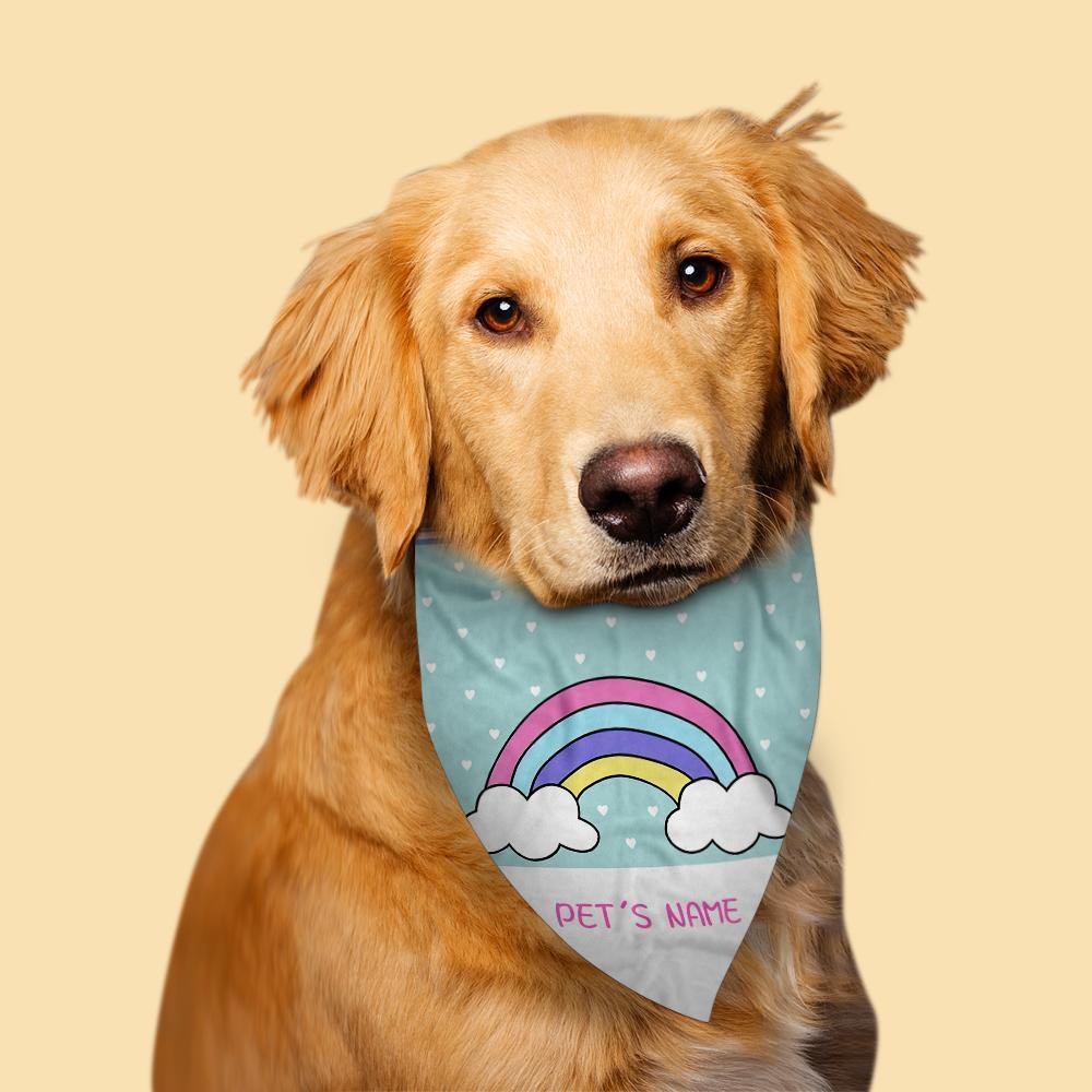 Regalo Personalizado De Bufanda Para Mascotas Con Arco Iris Grabado