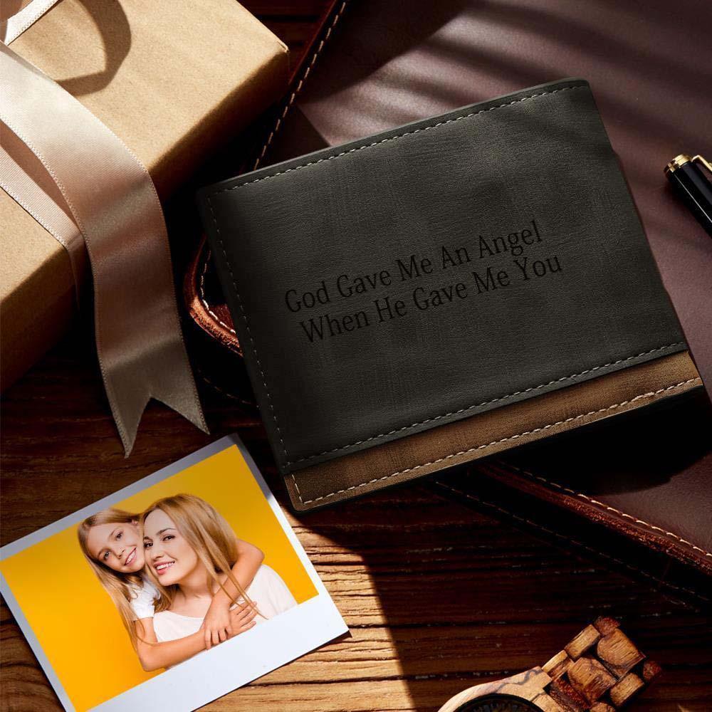 Cartera De Cuero De Estilo Clásico Con Foto Grabada Personalizada Para Hombres