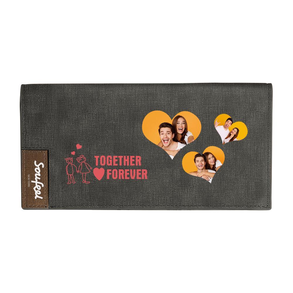 Cartera Con Foto Personalizada, Estilo Largo, Plegable, Con Inscripción Personalizada, Cartera Grabada, Regalo De Pareja - soufeeles