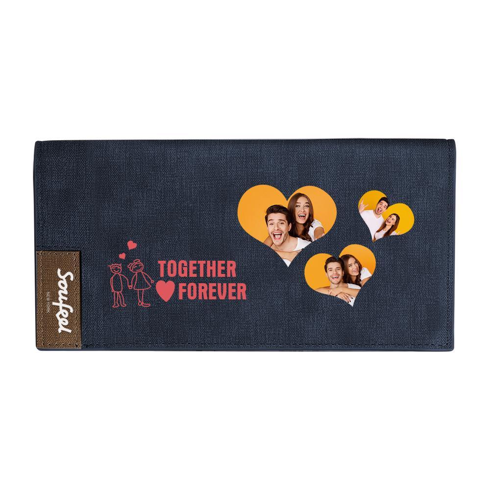 Cartera Con Foto Personalizada, Estilo Largo, Plegable, Con Inscripción Personalizada, Cartera Grabada, Regalo De Pareja - soufeeles