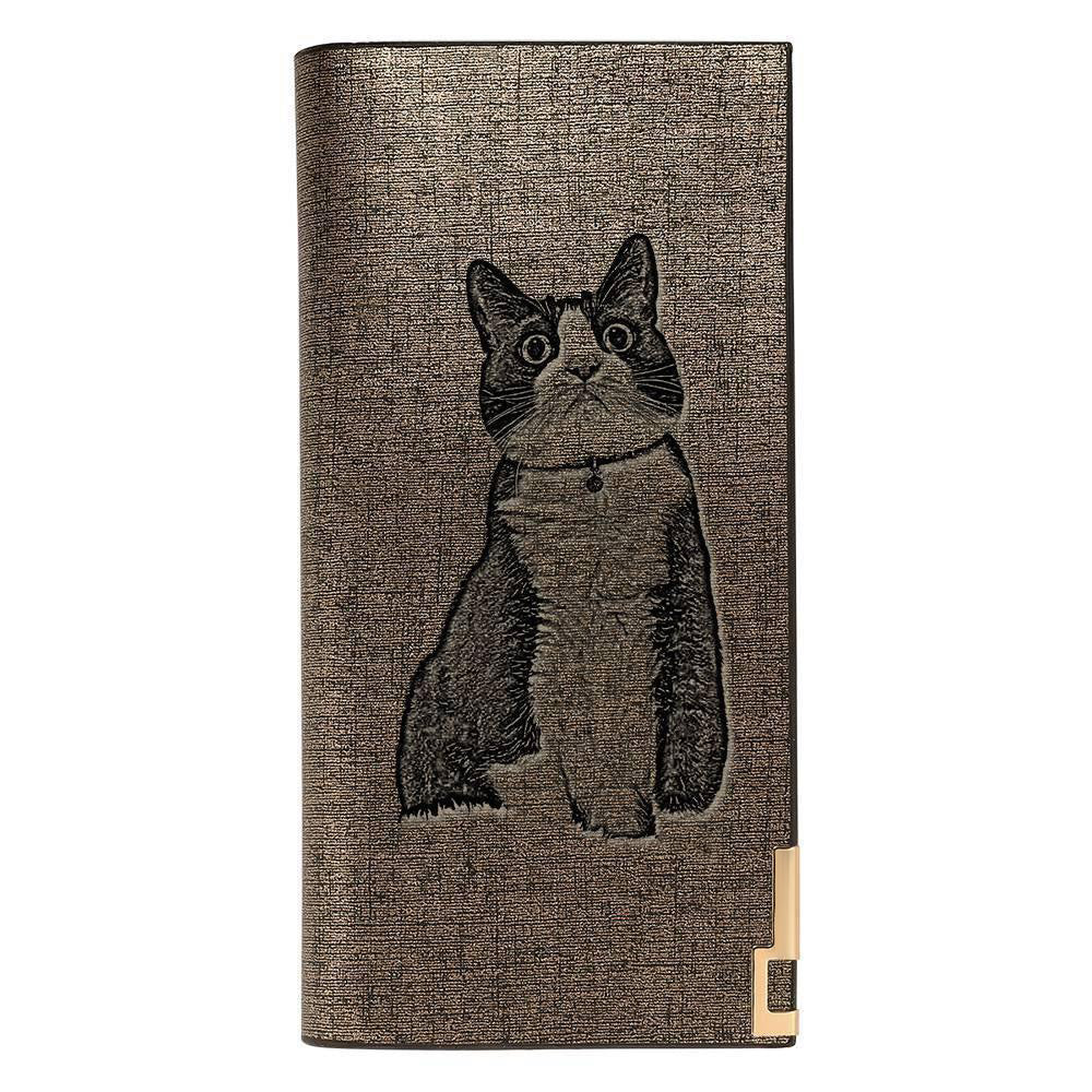 Personalizada Foto Grabada Cartera de Cuero Champán