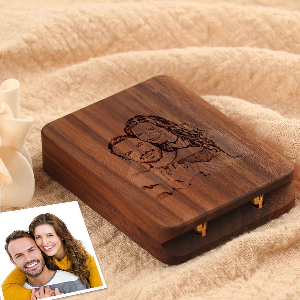 Caja De Anillo De Compromiso Delgada Caja De Joyería De Madera Personalizada - soufeeles