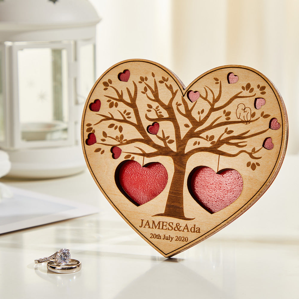 Caja De Anillo Grabada Personalizada Regalos De Boda De Madera Creativos - soufeeles