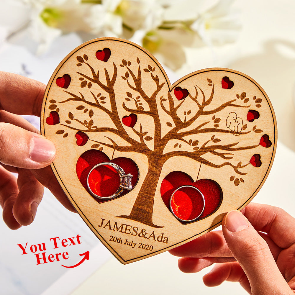 Caja De Anillo Grabada Personalizada Regalos De Boda De Madera Creativos - soufeeles