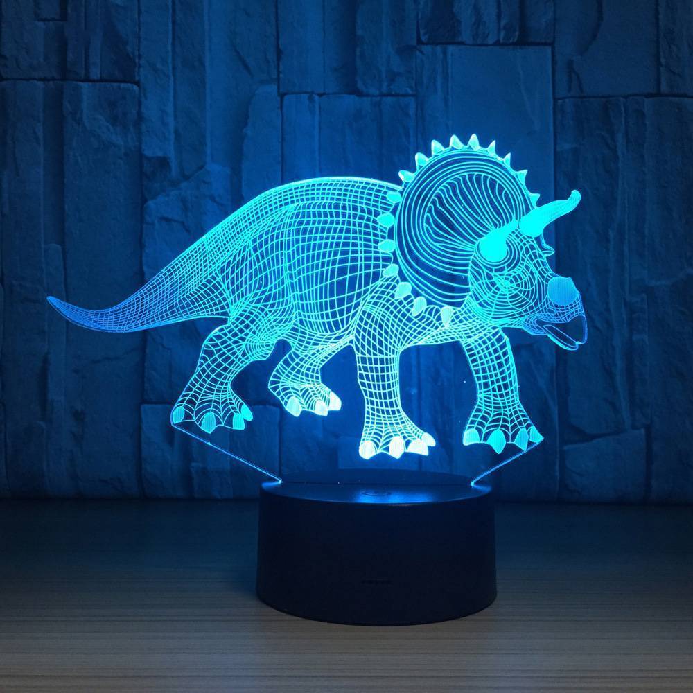 3D Dinosaurio Luz de Noche Colorida Toque Siete Cambio de Color