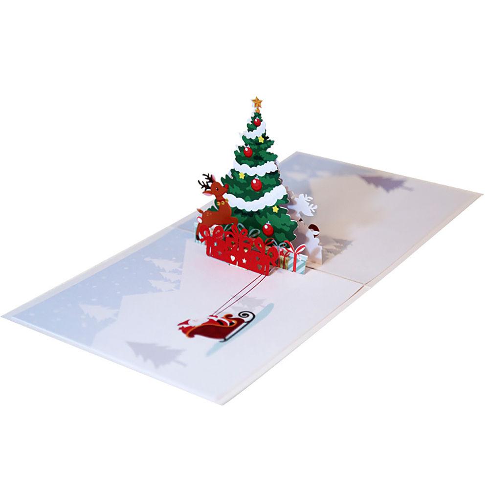 Tarjeta de Felicitación 3D árbol y Ciervo de Navidad