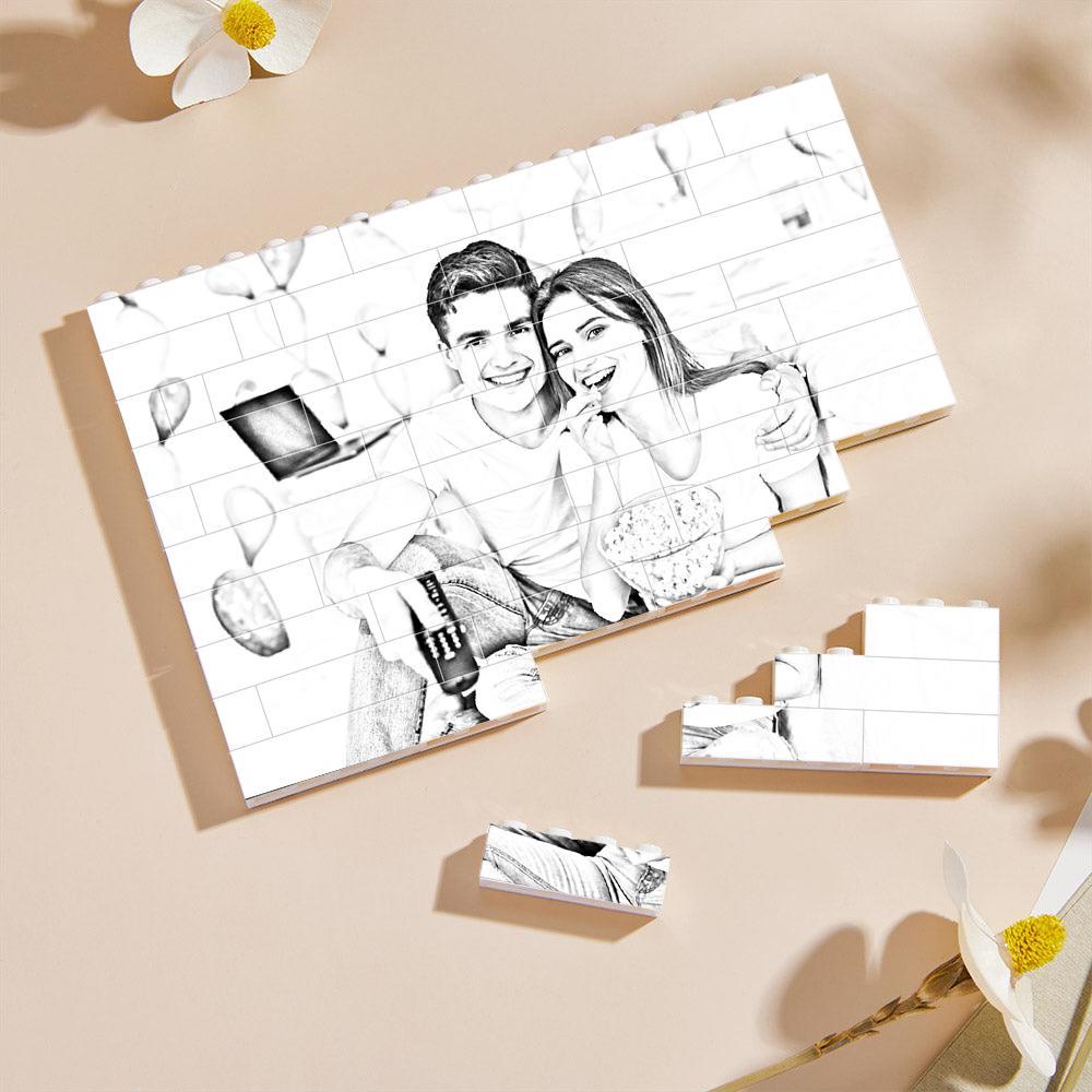 Bloques De Construcción Con Efecto De Foto Grabada Personalizada Para Amantes Color Blanco Y Negro Perfecto Para El Día De San Valentín - soufeeles