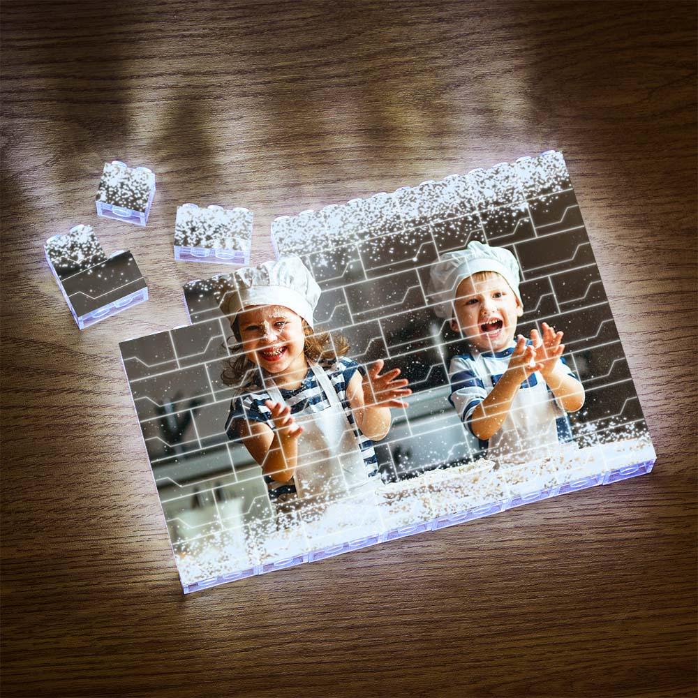 Luz De Foto Led Personalizada, Ladrillo De Construcción, Luz Blanca, Regalo De Ladrillos De Construcción Para Niños - soufeeles
