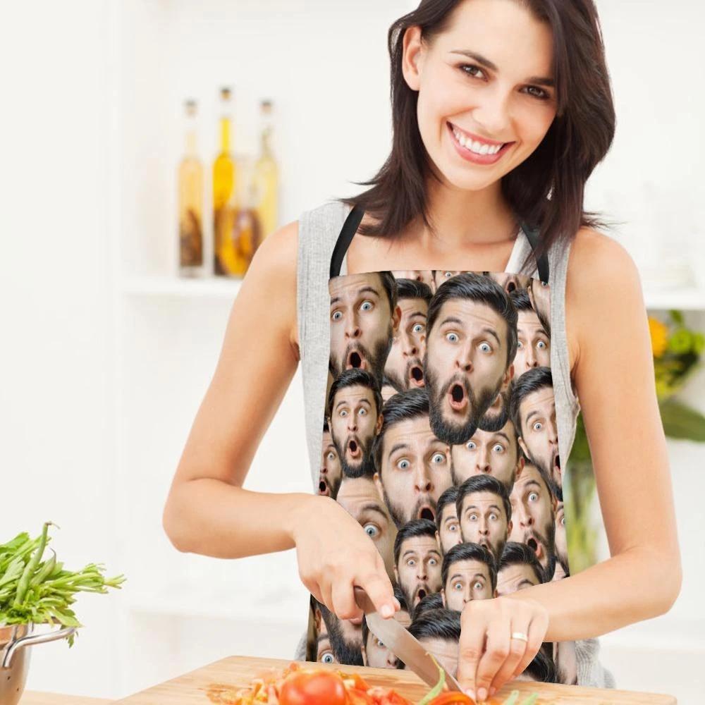 Delantal personalizado cocina foto puré caras delantal de cocina para hombre