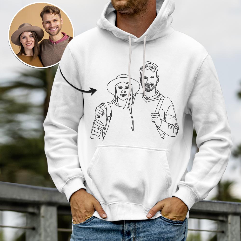 Sudadera Con Capucha De Arte De Línea Personalizada Con Tu Foto, Regalo Para Parejas - soufeeles