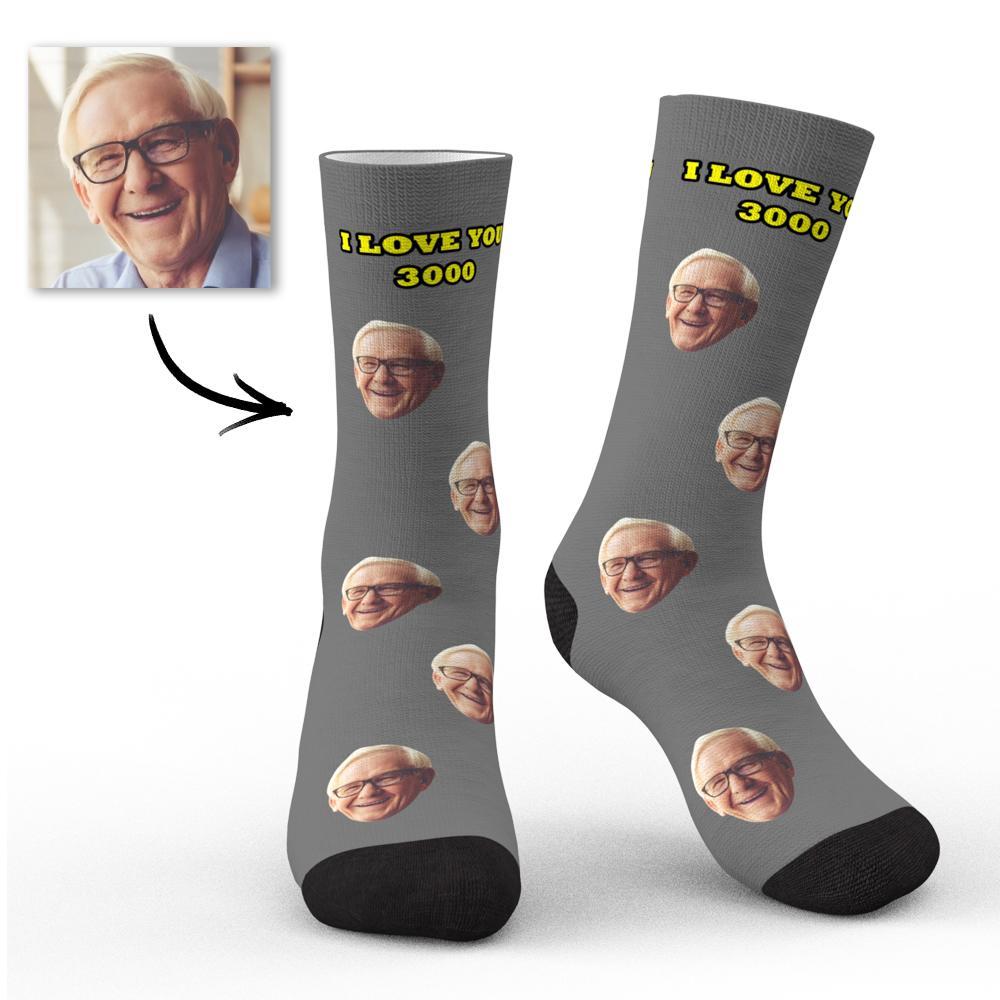Calcetines De Cara Personalizados I Love You 3000 Con Tu Texto 3d Preview Regalo Perfecto Para El Día Del Padre - soufeeles