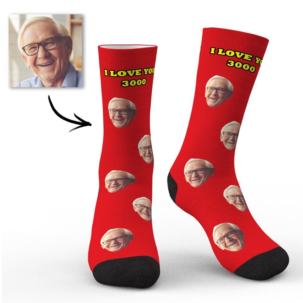 Calcetines De Cara Personalizados I Love You 3000 Con Tu Texto 3d Preview Regalo Perfecto Para El Día Del Padre - soufeeles
