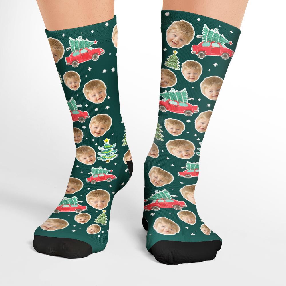 Foto Personalizada Calcetines Navidad Cara Divertida Calcetines Diseños Coloridos Árbol De Navidad Harajuku