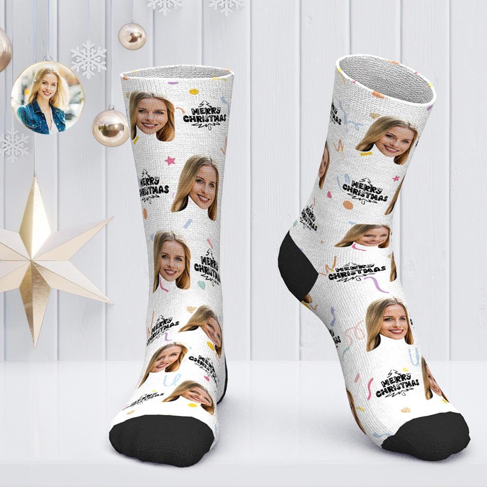 Calcetines Personalizados Para Cara De Navidad Calcetines Personalizados Para Fotos Regalo De Navidad
