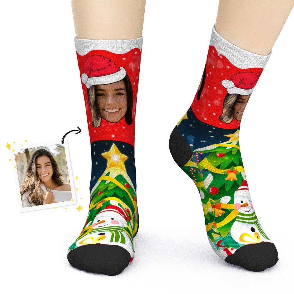 Cara De Navidad Personalizada Calcetines Calcetines De Vacaciones De Muñeco De Nieve De Navidad