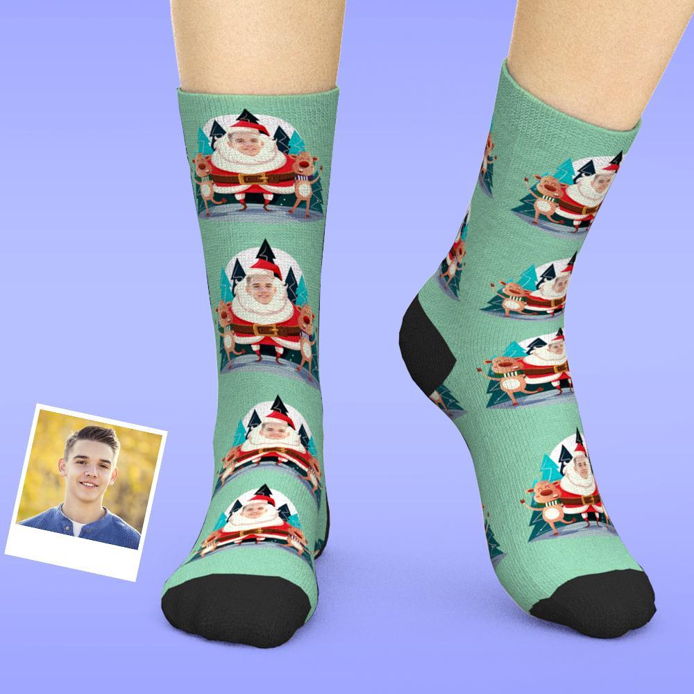 Calcetines De Cara Personalizados Calcetines Personalizados De Fotos De Navidad Papá Noel Lindo