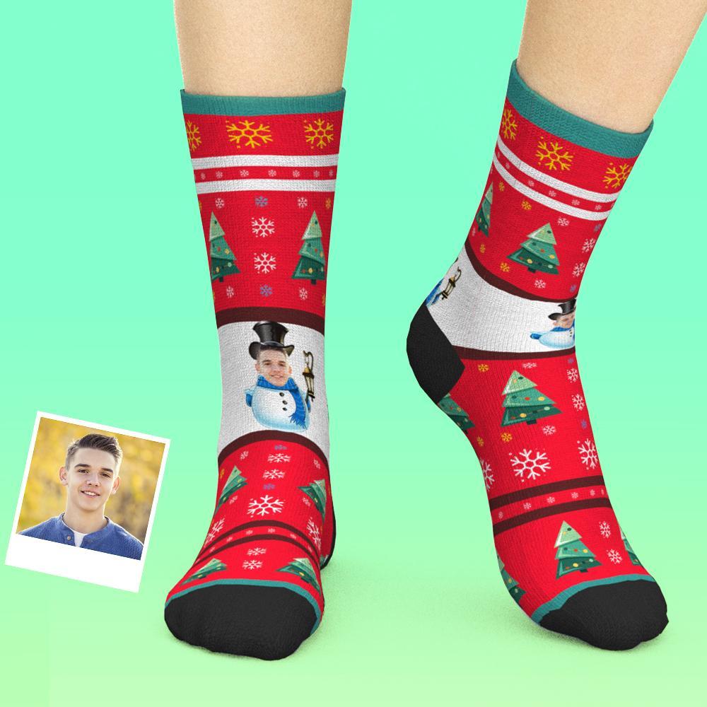 Cara Personalizada Calcetines Santa Elf Calcetines Navidad Foto Calcetines Muñeco De Nieve