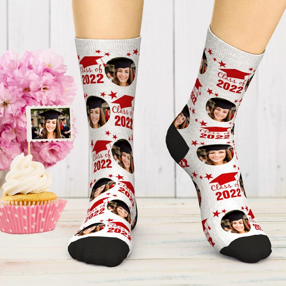 Calcetines Con Foto Grabada Personalizada Clase De Graduación Con Regalo De Año Particular Para Graduado - soufeeles