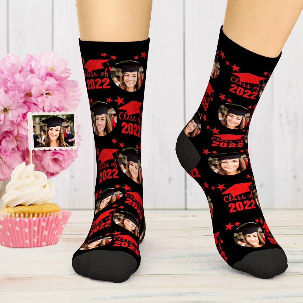 Calcetines Con Foto Grabada Personalizada Clase De Graduación Con Regalo De Año Particular Para Graduado - soufeeles
