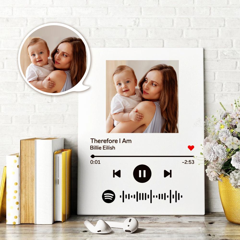 Código De Spotify Escaneable Lienzo Arte De La Pared Lienzo Foto Pintura Al Óleo Para Mamá, Música Personalizada Canción Arte De La Pared Lienzo 15.7in * 19.7in (40 * 50cm) - soufeeles
