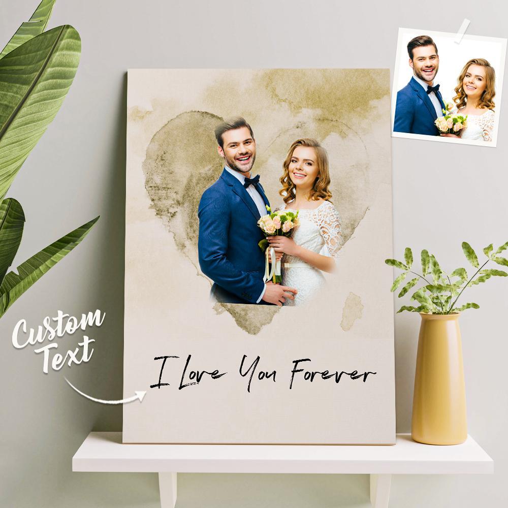 Arte De Pared Personalizado Acuarela Foto Aquarelle Pintura Al Óleo Regalo Sin Marco Para Pareja Regalo De Aniversario De Boda - soufeeles