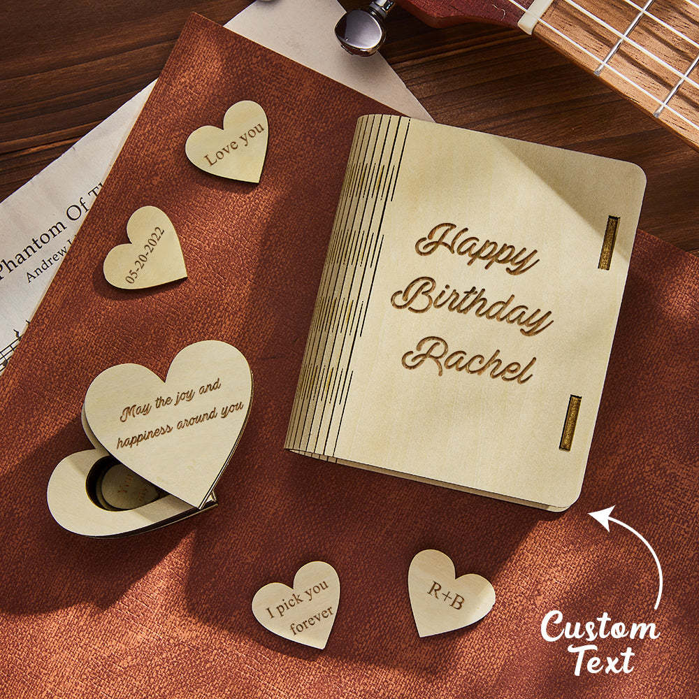 Púas De Guitarra De Corazón Personalizadas Con Caja En Forma De Corazón Caja De Madera Personalizada Regalos De San Valentín - soufeeles